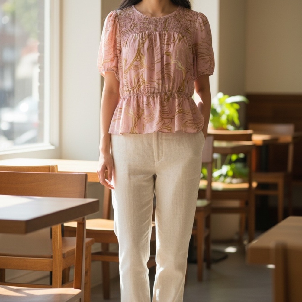 Nine West Pink and Gold Blouse